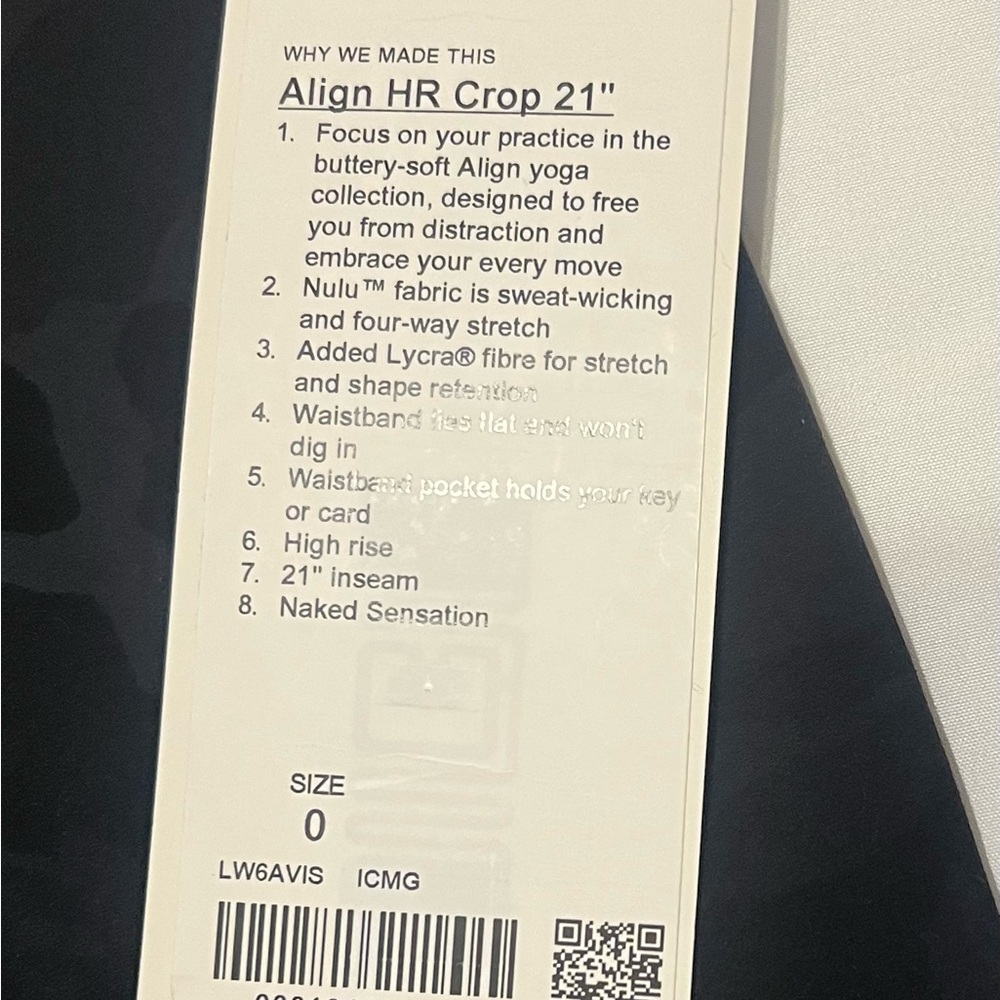 LULULEMON Align HR Crop 21" Camo Leggings Yogo Collection Activewear Size 0 NWT - Picture 11 of 12